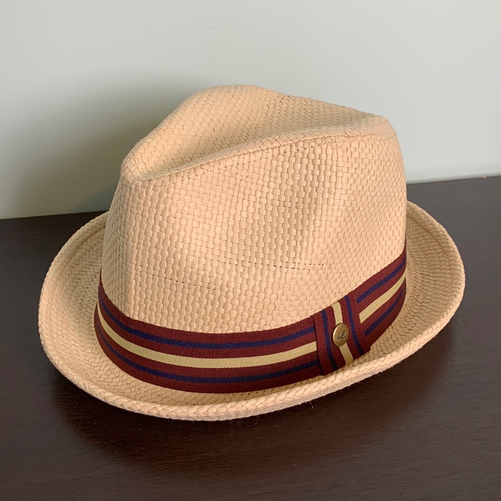 Peter Grimm Tan Fedora with Red and Brown Band